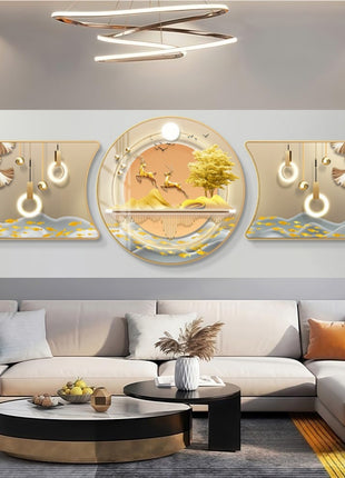2D Flat, 3pcs 2D Flat New HD special-shaped rounded corner decorative painting, Mountain art prints, modern wall art prints, light luxury high-end modern decorative paintings