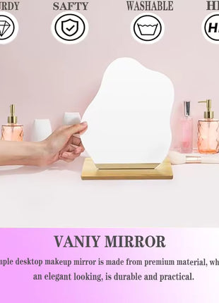 Irregular Makeup Mirror - Modern Decorative Vanity Mirror with Curved Surface, No Frame Needed, Lightweight & Portable for Home, Salon, Photo Shoots - Compatible with Wooden Tables - Durable Plastic Construction, home decoration