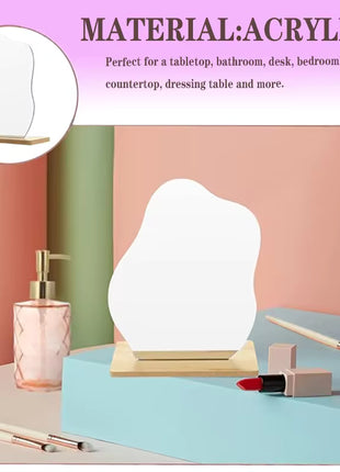 Irregular Makeup Mirror - Modern Decorative Vanity Mirror with Curved Surface, No Frame Needed, Lightweight & Portable for Home, Salon, Photo Shoots - Compatible with Wooden Tables - Durable Plastic Construction, home decoration