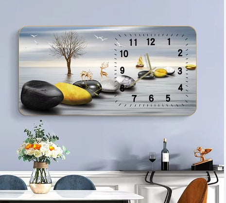 Creative clock wall clock for living room sofa background wall painting Fortune and Prosperity