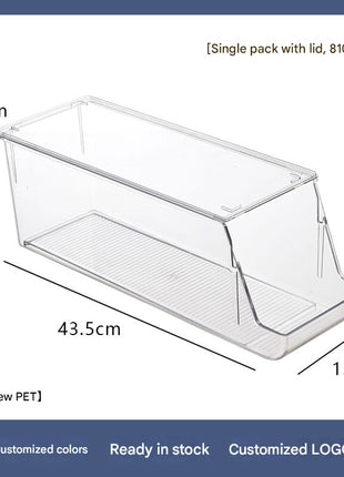 Double-Layer Refrigerator Beverage Storage Box Beer Cola Can Rolling Storage Box Drawer Covered Storage Rack
