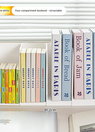 Desk Storage Rack Desktop Bookshelf Student Kidsren's Study Table Pen Holder Storage Bucket Book Telescopic Book Stand