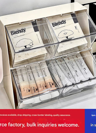 ins Tea Room Capsule Coffee Milk Tea Finishing Rack Office Desktop Transparent Dustproof Tea Bag Storage Box