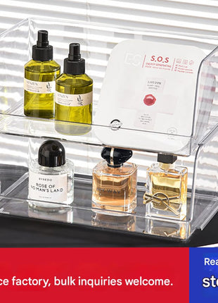 Storage Box Oblique Acrylic Transparent Rectangular Storage Box Dormitory Desktop Snack Cosmetics Perfume Storage Basket