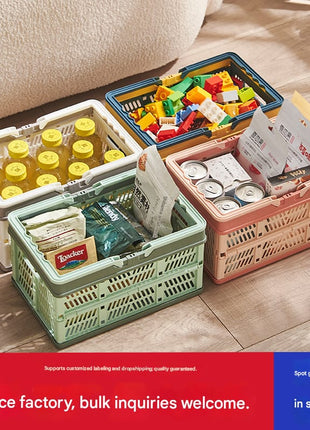 Factory custom wholesale desktop folding storage basket picnic snacks sorting sundries basket fruit portable shopping basket