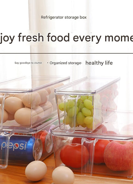 Refrigerator with lid handle stackable storage box Transparent sorting storage anti-skewered food fruit vegetable egg crisper