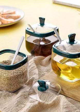 Elegant Kitchen Spice Jar Set with Tray for Seasoning