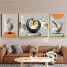 Modern minimalist living room decorative painting , canvas painting with border  With Frame SET OF 3 PERFECT MATCH