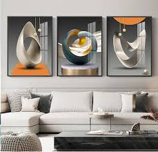Modern minimalist living room decorative painting , canvas painting with border  With Frame SET OF 3 PERFECT MATCH
