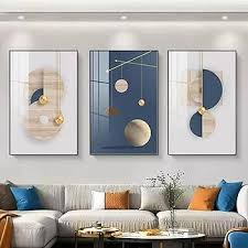 Modern minimalist living room decorative painting , canvas painting with border  With Frame SET OF 3 Art Space