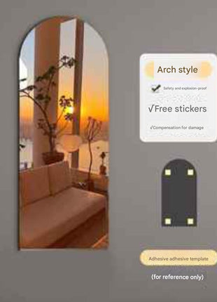 Asymmetric Acrylic Self-Adhesive Wall Mirror - Modern Frameless Design, Suitable for Bathroom, Bedroom, and Living Room