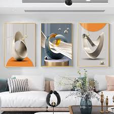 Modern minimalist living room decorative painting , canvas painting with border  With Frame SET OF 3 PERFECT MATCH