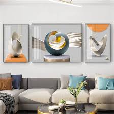 Modern minimalist living room decorative painting , canvas painting with border  With Frame SET OF 3 PERFECT MATCH