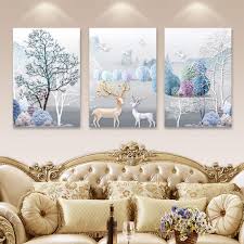 Modern minimalist living room decorative painting , canvas painting with border  With Frame SET OF 3 Fulu Home Delivery