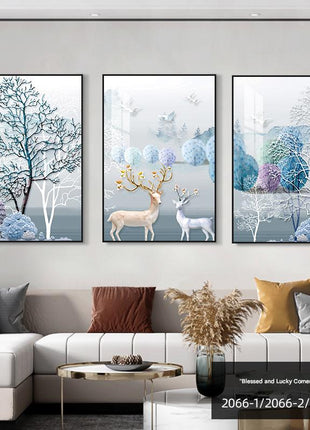 Modern minimalist living room decorative painting , canvas painting with border  With Frame SET OF 3 Fulu Home Delivery