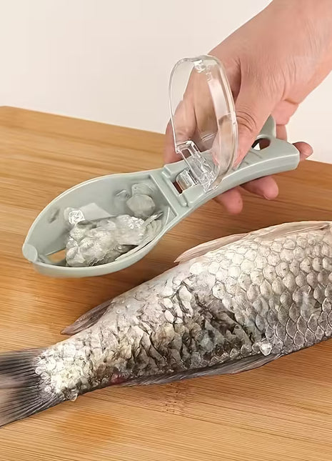 Efficient Fish Scale Scraper Tool with Built-in Storage Box for Easy Cleaning