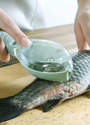 Efficient Fish Scale Scraper Tool with Built-in Storage Box for Easy Cleaning