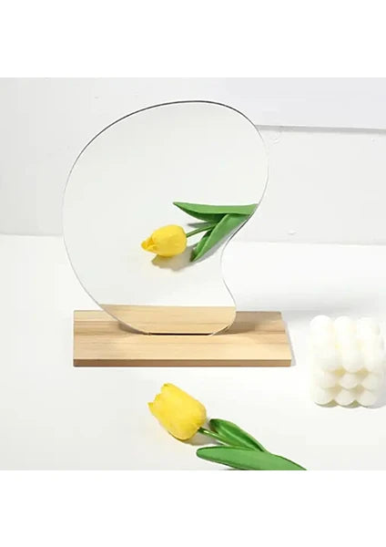 Irregular Makeup Mirror - Modern Decorative Vanity Mirror with Curved Surface, No Frame Needed, Lightweight & Portable for Home, Salon, Photo Shoots - Compatible with Wooden Tables - Durable Plastic Construction, Home Decoration