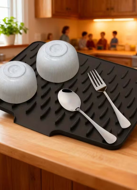 Versatile Silicone Kitchen Drain Mat Dish Drying Pad Heat Resistant Non-Slip