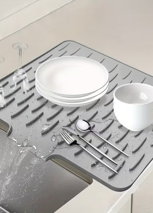 Versatile Silicone Kitchen Drain Mat Dish Drying Pad Heat Resistant Non-Slip