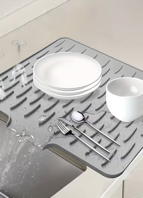 Versatile Silicone Kitchen Drain Mat Dish Drying Pad Heat Resistant Non-Slip