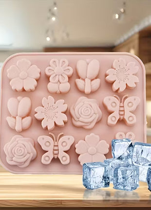 Adorable Sunflower Shape Silicone Ice Cube Tray Food-Grade Mold for Home Kitchen Fun