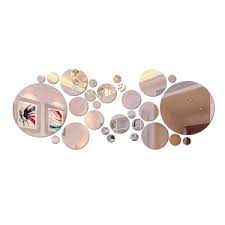 32pcs Classic Round Acrylic Mirror Wall Sticker, Self-adhesive Removable Art Mirror Tile Sticker for Ceramic Surface, Horizontal Orientation