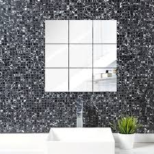 4 PCS Self-Adhesive Acrylic Mirror Tiles - Shatterproof Square Mirror Panels, 1mm Thick Flexible Plastic Glass-like Surface, Easy Peel & Stick Installation for Bathroom, Shower, Living Room, Bedroom