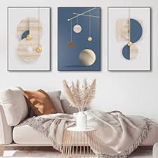 Modern minimalist living room decorative painting , canvas painting with border  With Frame SET OF 3 Art Space