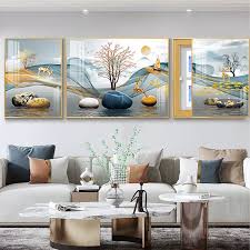 Modern minimalist living room decorative painting , canvas painting with border  With Frame SET OF 3 BRIGHT FUTURE