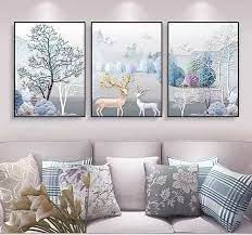 Modern minimalist living room decorative painting , canvas painting with border  With Frame SET OF 3 Fulu Home Delivery