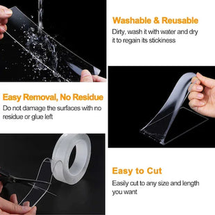 Powerful Transparent Acrylic Double-Sided Tape: Waterproof, Reusable, No Trace, Heat-Resistant