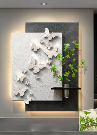 Modern minimalist entryway decorative painting with hydroponic PLANT 50x70 cm Flowers and butterflies flutter