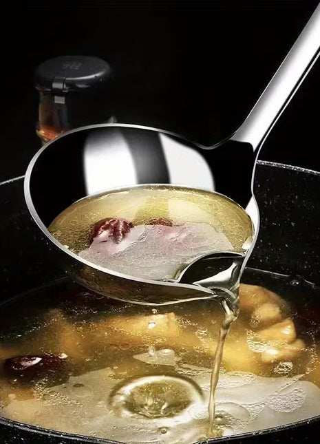 Stainless Steel Oil Filter Soup Spoon Skimmer Ladle for Home Kitchen