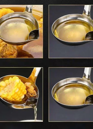 Stainless Steel Oil Filter Soup Spoon Skimmer Ladle for Home Kitchen