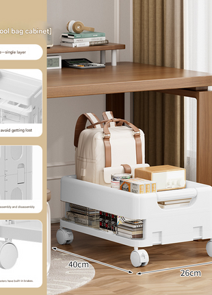 High-end multi-tiered floor-standing schoolbag storage rack drawer folding cabinet living room removable snack toy storage cart