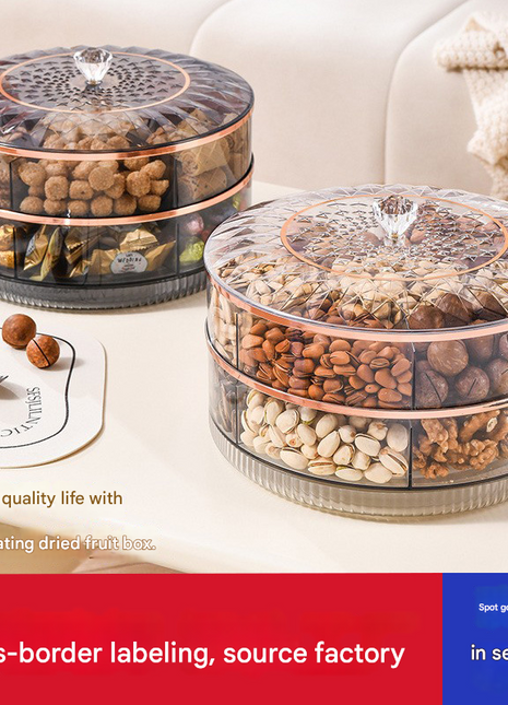 Light Luxury Fruit Plate, Home Living Room Coffee Table, High-End Fruit Plate, Candy Box, Snack Nut Storage Box, Rotating Dried Fruit Plate