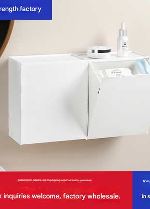 Bathroom Wall-Mounted Storage Box Toilet Paper Box Tissue Sanitary Napkin Toilet Storage Box Bathroom Storage Rack Cross-Border Wholesale