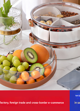 Exquisite Portable Fruit Plate, Accessible Luxury, High-End Living Room, Coffee Table, Dried Fruit Plate, Sealed Melon Seed Snack Plate, Candy Box