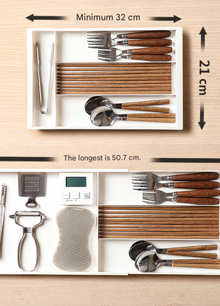 Drawer Storage Box Home Kitchen Retractable Tableware Chopsticks Spoon Divider Box Compartment Organizing Box Wholesale
