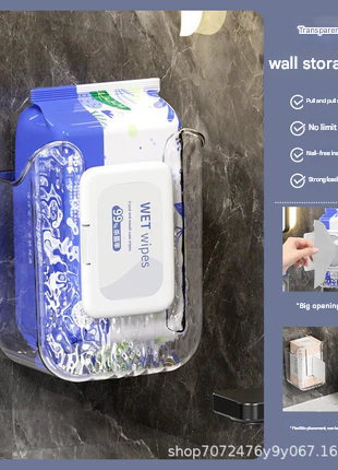 Wet Wipes Storage Box, Punch-Free Bathroom Wall-Mounted Storage Box, Toilet Tissue Box, Accessible Luxury Paper Box, Wet Wipes Box