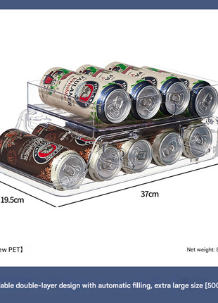 Refrigerator Beverage Storage Rack Double-Layer Rolling Foldable Can Storage Box Kitchen Desktop Beverage Rack
