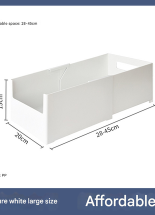 Household Kitchen Cabinet Right Angle Storage Box Retractable Desktop Snack Cosmetic Mask Storage Basket Drawer Storage Box