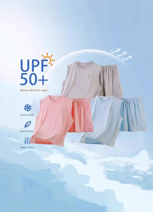 Children's Summer Sun Protection Quick-Drying Sports Suit for Boys and Girls Cool Splicing Vest Shorts Two-Piece Set Upf50+