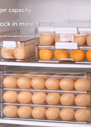 Food-Grade Pet Transparent Egg Preservation Box Kitchen Household Refrigerator Side Door Special Egg Tray Sealed Egg Rack