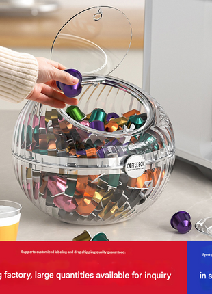 Desktop Wedding Candy Box Pantry Transparent Storage Rack Capsule Coffee Tea Bag Storage Box with Lid Wholesale