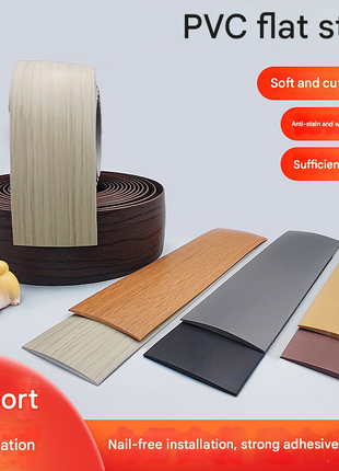 Durable Self-Adhesive PVC Floor Transition Strip – Flat Buckle Threshold Joint Cover