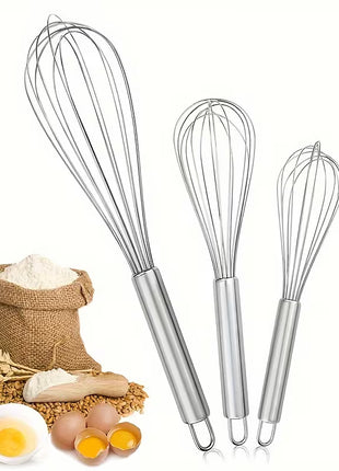 Premium Stainless Steel Manual Egg Beater Whisk, Multi-Purpose Handheld Kitchen Baking Tool